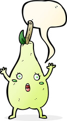 cartoon frightened pear with speech bubble