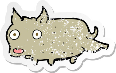 retro distressed sticker of a cartoon little dog cocking leg