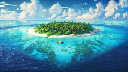 Maldives Islands, bright color. Generative Ai - obrazy, fototapety, plakaty