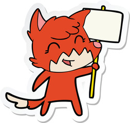 sticker of a happy cartoon fox