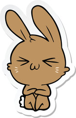 sticker of a cute cartoon rabbit