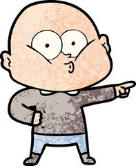cartoon bald man staring