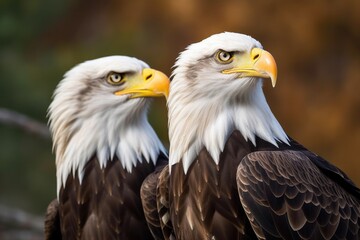 Obraz premium American bald eagles, symbol of national strength and freedom, Independence day, Generative AI