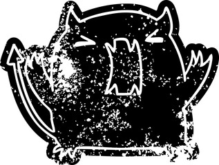 Obraz premium grunge distressed icon of a cute kawaii devil