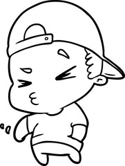 line drawing of a cool kid