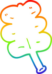 rainbow gradient line drawing of a cartoon leaf