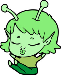 cute alien girl cartoon