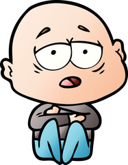 cartoon tired bald man