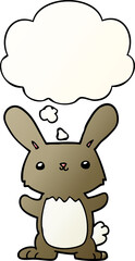 cute cartoon rabbit with thought bubble in smooth gradient style