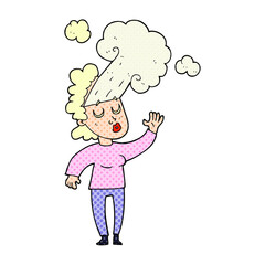 freehand drawn cartoon woman letting off steam