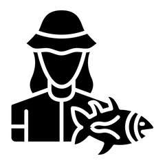 Vector Design Fisherwoman Icon Style