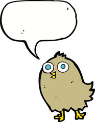 cartoon happy bird with speech bubble