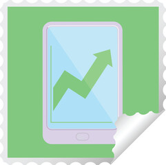 electronic tablet showing business performance graphic square sticker stamp
