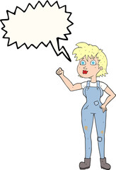 freehand drawn speech bubble cartoon confident farmer woman