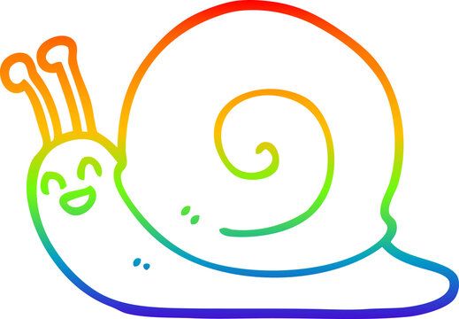 recommend clip art: rainbow gradient line drawing of a cartoon snail