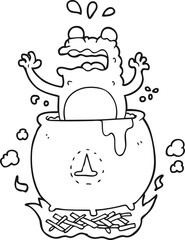 freehand drawn black and white cartoon funny halloween toad