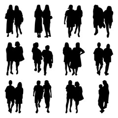 Vector Collection Set of Socialite People Silhouettes
