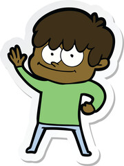 sticker of a happy cartoon man