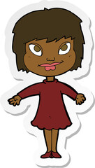 Obraz premium sticker of a cartoon girl shrugging shoulders
