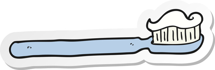 sticker of a cartoon toothbrush © lineartestpilot