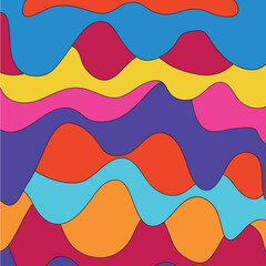 Psychedelic waves candy colors pink blue orange vector illustration