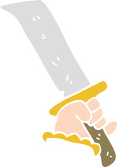flat color illustration of hand with sword