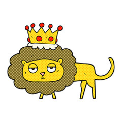 freehand drawn cartoon lion with crown