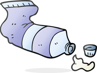 freehand drawn cartoon squeezed tube of toothpaste