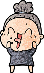 cartoon happy old woman