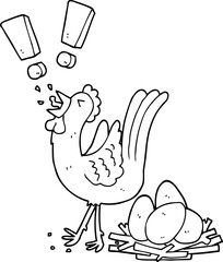 cartoon chicken laying egg