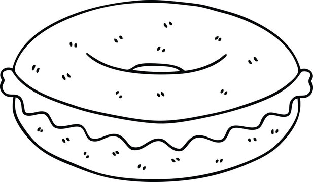 line drawing quirky cartoon cheese bagel