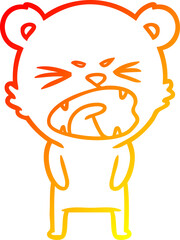 warm gradient line drawing of a angry cartoon bear