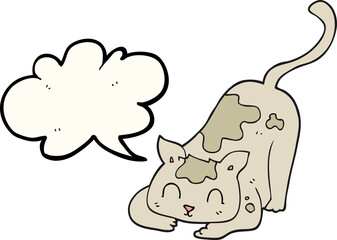 freehand drawn speech bubble cartoon cat playing