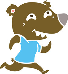 flat color style cartoon bear running