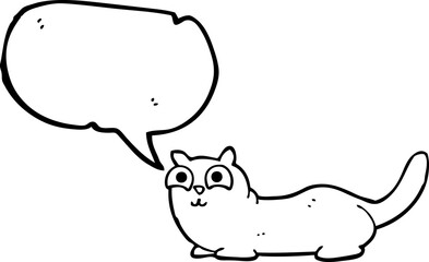 freehand drawn speech bubble cartoon cat