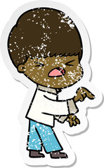 distressed sticker of a cartoon stressed man
