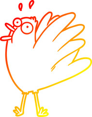 warm gradient line drawing of a cartoon bird squawking