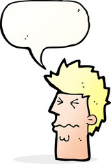 cartoon stressed out face with speech bubble