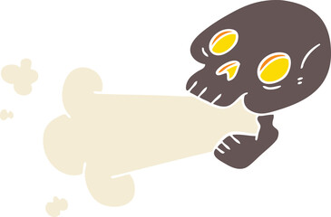 hand drawn quirky cartoon skull