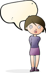 cartoon surprised girl with speech bubble