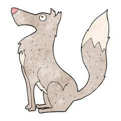 freehand textured cartoon wolf