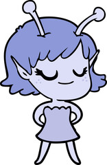 smiling alien girl cartoon