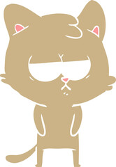 bored flat color style cartoon cat