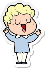 sticker of a laughing cartoon man