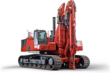 red drill rig machine concept on the white background, Generative AI