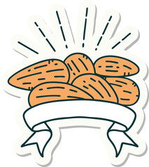 sticker of a tattoo style almonds