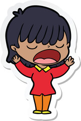sticker of a cartoon woman talking loudly