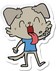 sticker of a cartoon panting dog