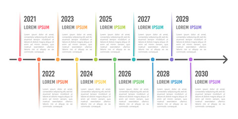 Timeline 10th Anniversary Infographic Design Template. Business templates for presentations. Vector illustration.