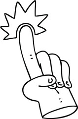 pointing finger line drawing quirky cartoon of a